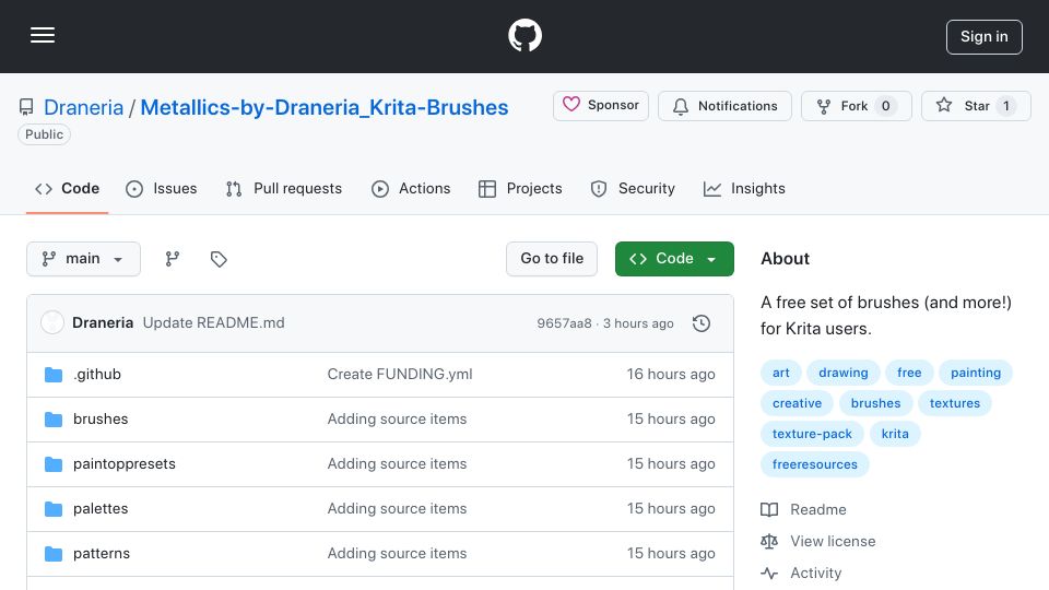 Screenshot of github.com: Show HN: Krita RGBA Tech – Bringing Realistic Metal to Life in Open-Source Art