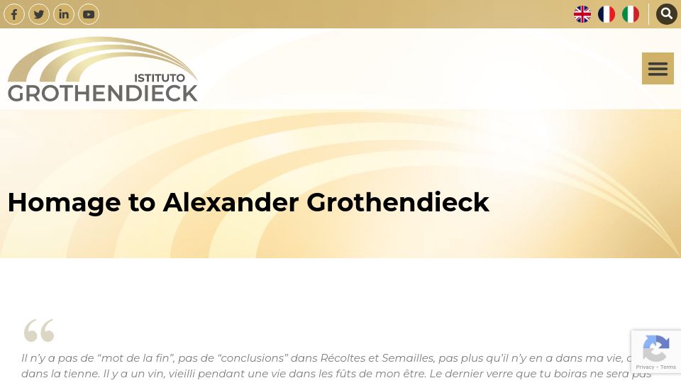 Screenshot of igrothendieck.org: Homage to Alexander Grothendieck