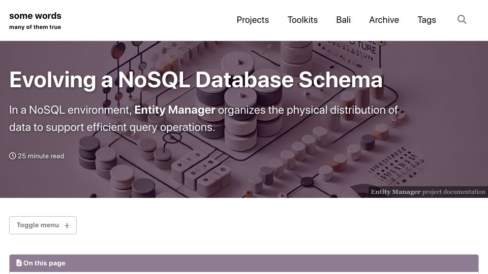 Screenshot of karmanivero.us: Evolving a NoSQL Database Schema