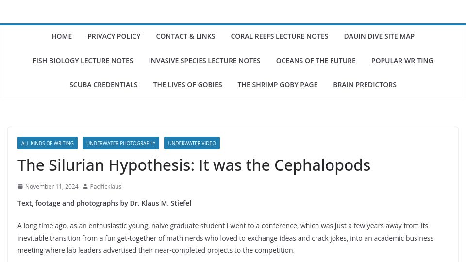 Screenshot of pacificklaus.com: The Silurian Hypothesis