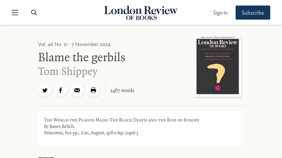 Screenshot of lrb.co.uk: Blame the Gerbils