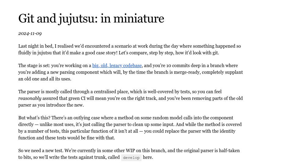 Screenshot of lottia.net: Git and Jujutsu: In Miniature