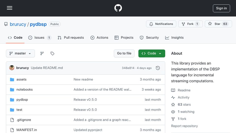 Screenshot of github.com: Differential Dataflow for the Masses