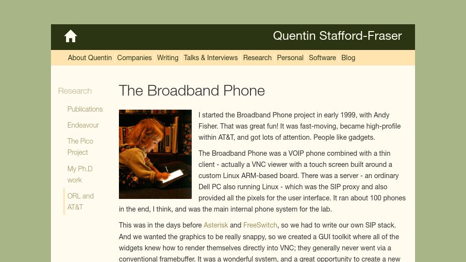 Screenshot of quentinsf.com: The Broadband Phone (2021)