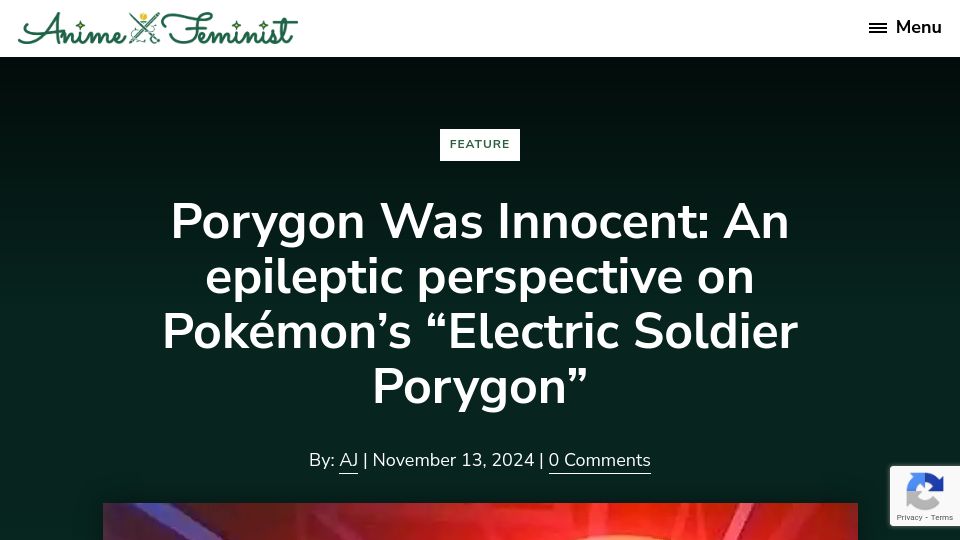 Screenshot of animefeminist.com: Porygon Was Innocent: An epileptic perspective on the infamous Pokémon episode