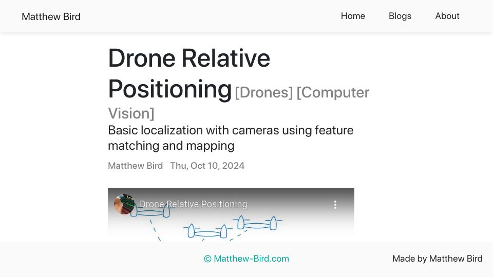 Screenshot of matthew-bird.com: Drone Relative Positioning
