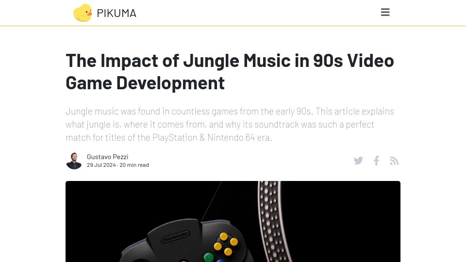 Screenshot of pikuma.com: The Impact of Jungle Music in 90s Video Game Development