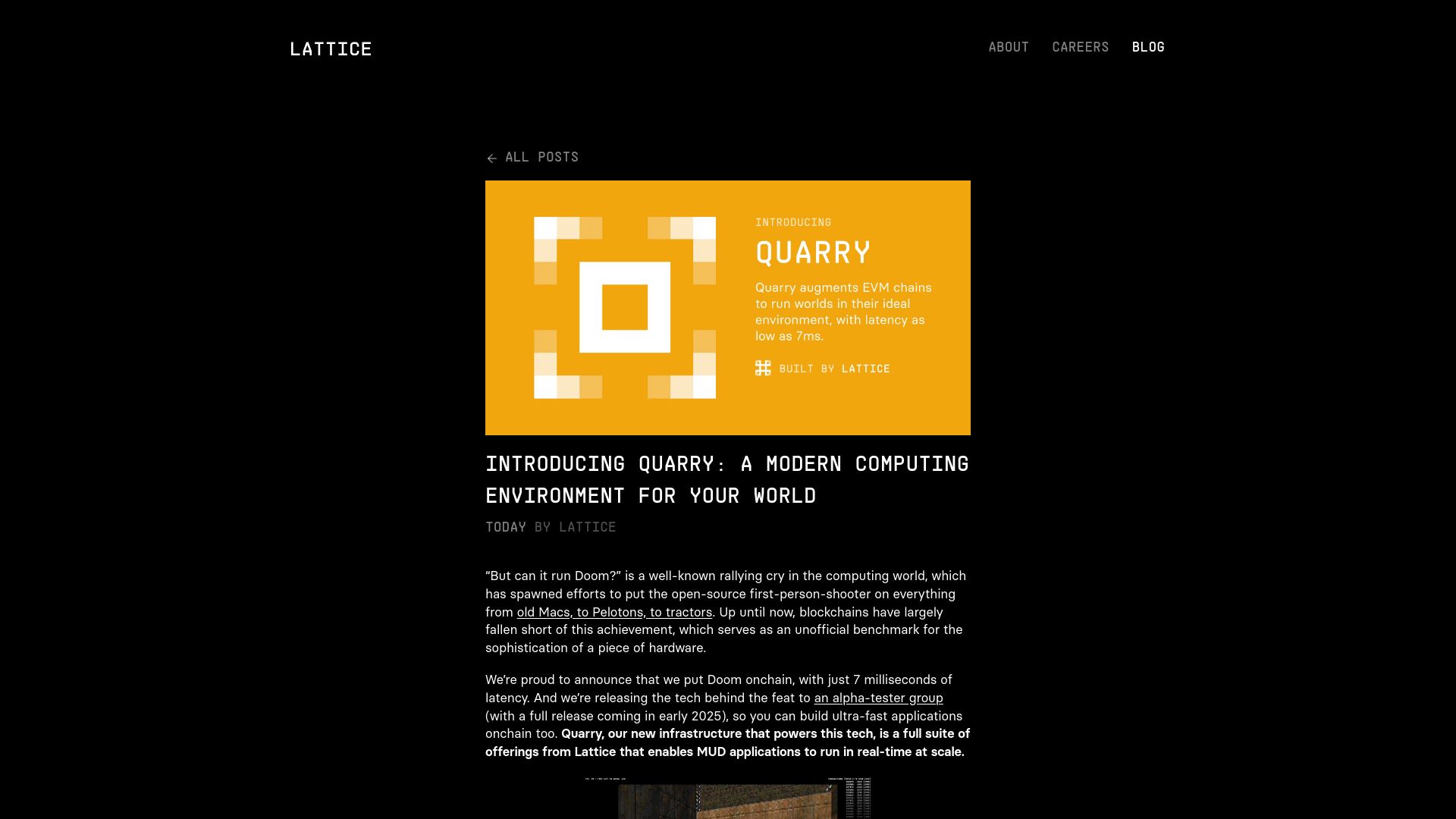 Screenshot of lattice.xyz: Quarry: A modern computing environment for your World