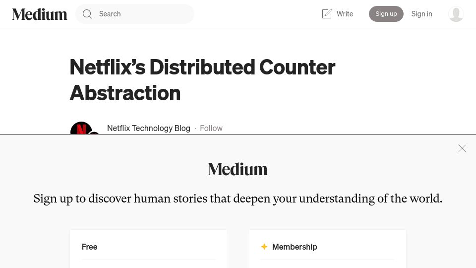 Screenshot of netflixtechblog.com: Netflix's Distributed Counter Abstraction