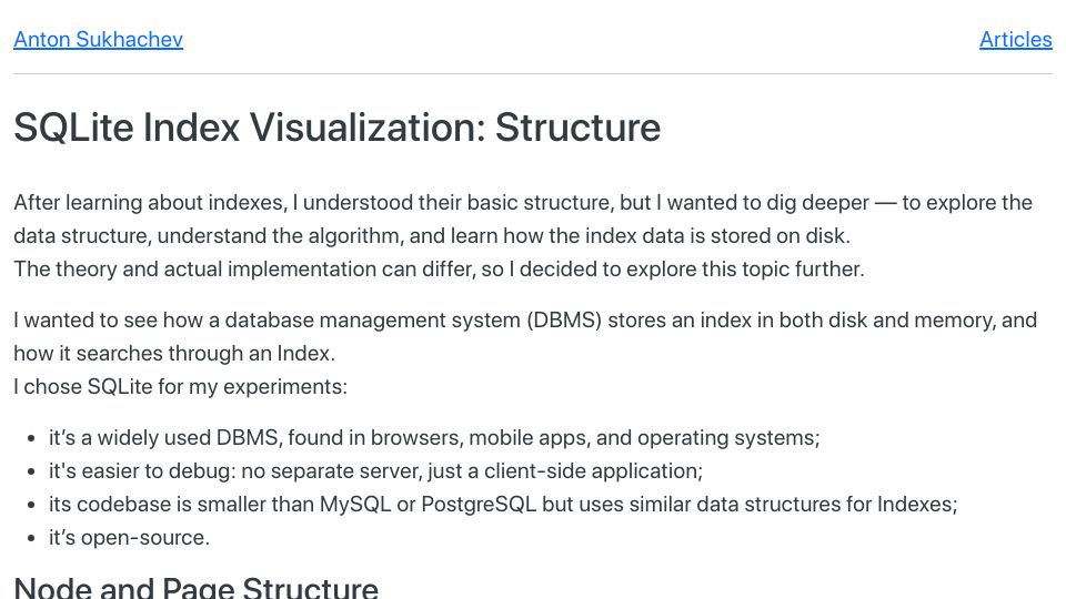 Screenshot of mrsuh.com: SQLite Index Visualization