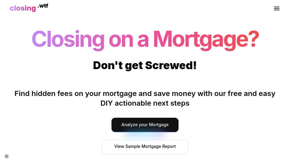 Screenshot of closingwtf.com: Show HN: Free mortgage analysis tool to avoid getting screwed by closing costs