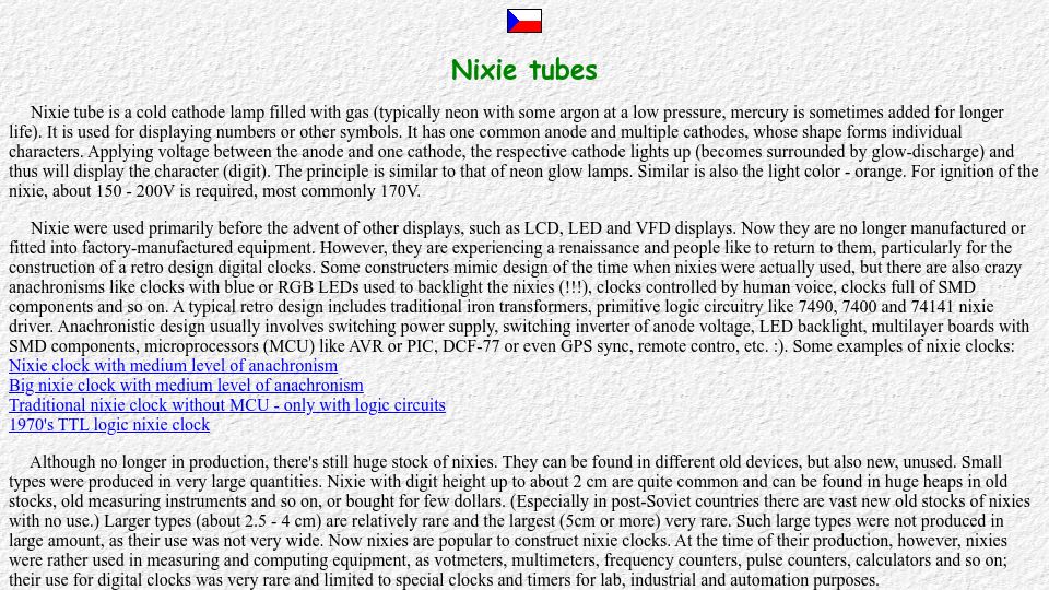 Screenshot of danyk.cz: Nixie Tubes (2015)