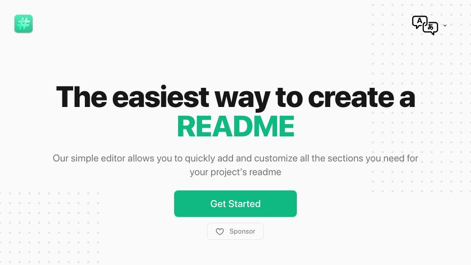 Screenshot of readme.so: Readme.so – Easy way to create a README
