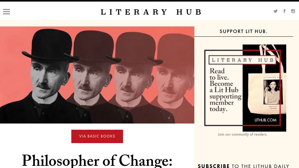 Screenshot of lithub.com: Philosopher of Change: How Henri Bergson's View of Reality Came to Be
