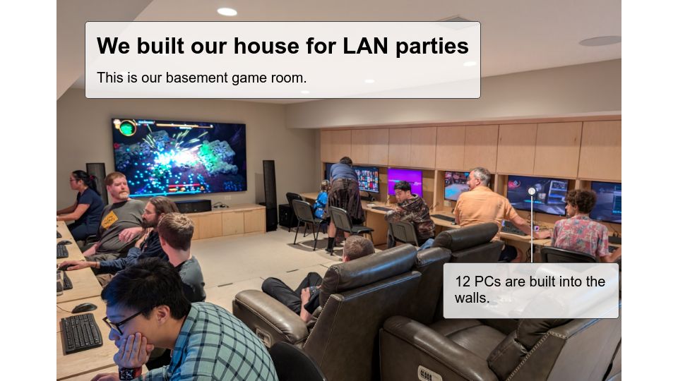 Screenshot of lanparty.house: Show HN: I built a(nother) house optimized for LAN parties