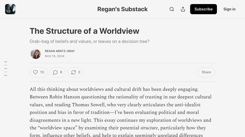 Screenshot of allcatsarefemale.com: The Structure of a Worldview