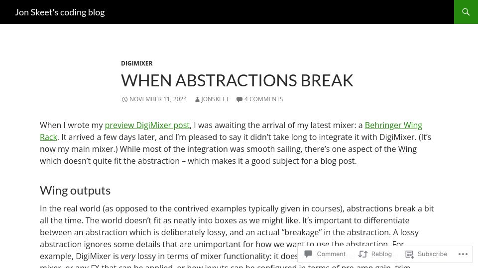 Screenshot of codeblog.jonskeet.uk: When Abstractions Break