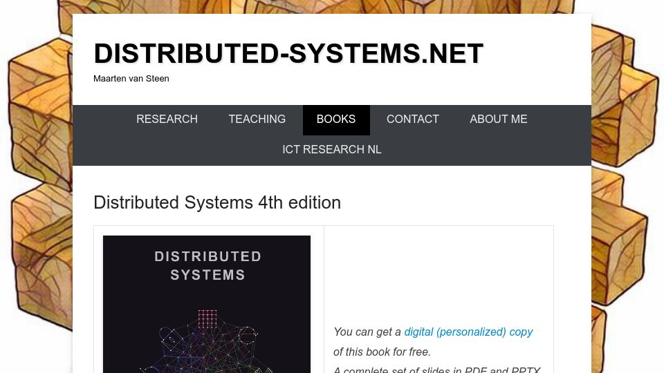 Screenshot of distributed-systems.net: Distributed Systems 4th Edition
