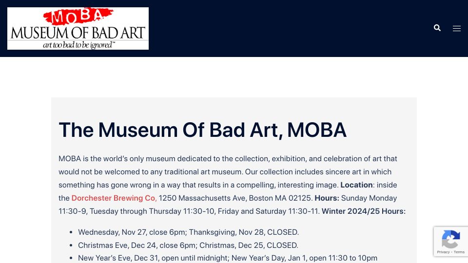 Screenshot of museumofbadart.org: Museum of Bad Art