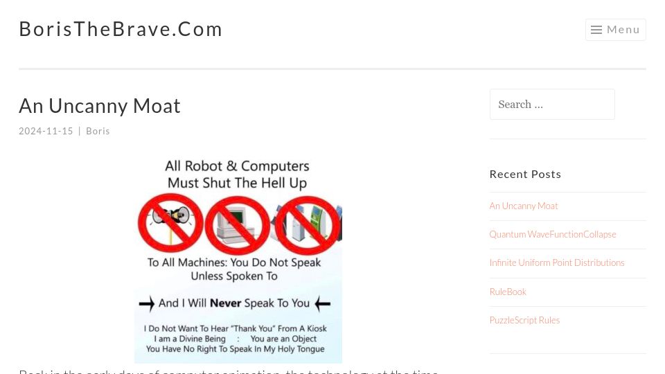 Screenshot of boristhebrave.com: An Uncanny Moat
