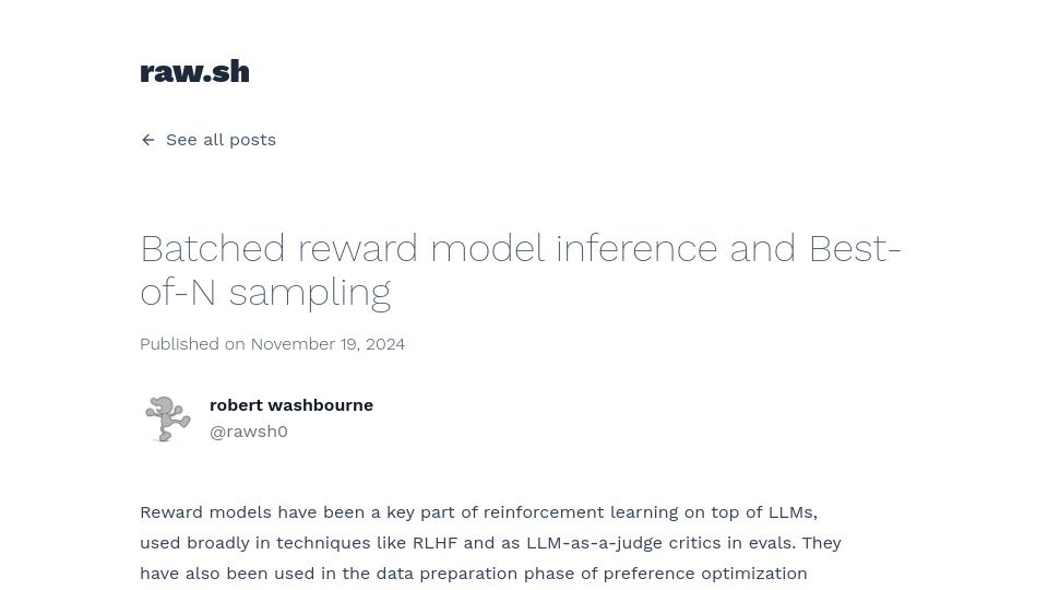 Screenshot of raw.sh: Batched reward model inference and Best-of-N sampling