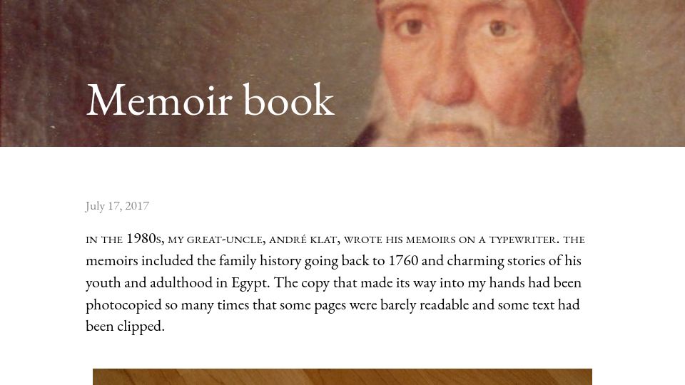 Screenshot of teamten.com: Typesetting and printing a family memoir (2017)
