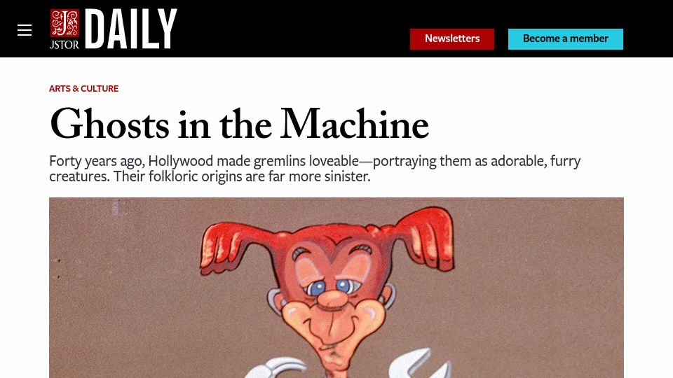 Screenshot of daily.jstor.org: Ghosts in the Machine