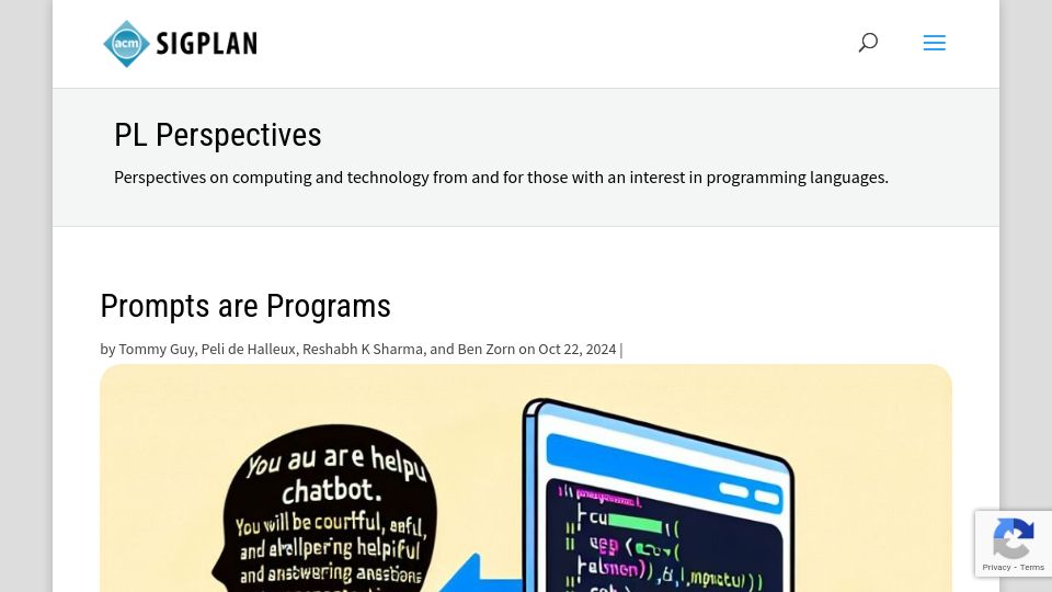 Screenshot of blog.sigplan.org: Prompts are Programs