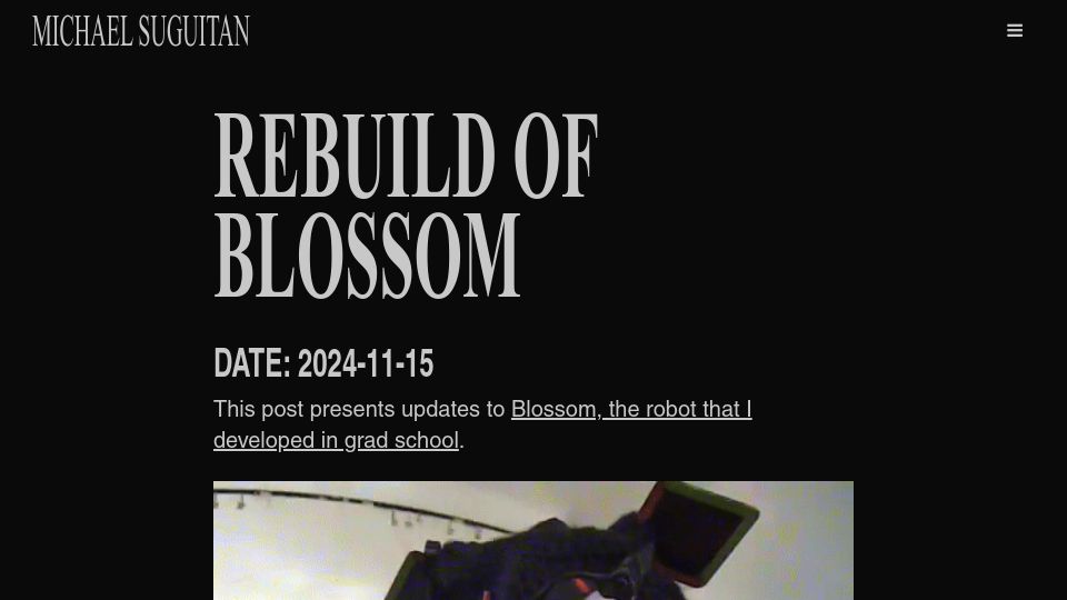 Screenshot of msgtn.xyz: Show HN: Rebuild of Blossom, an open-source social robot