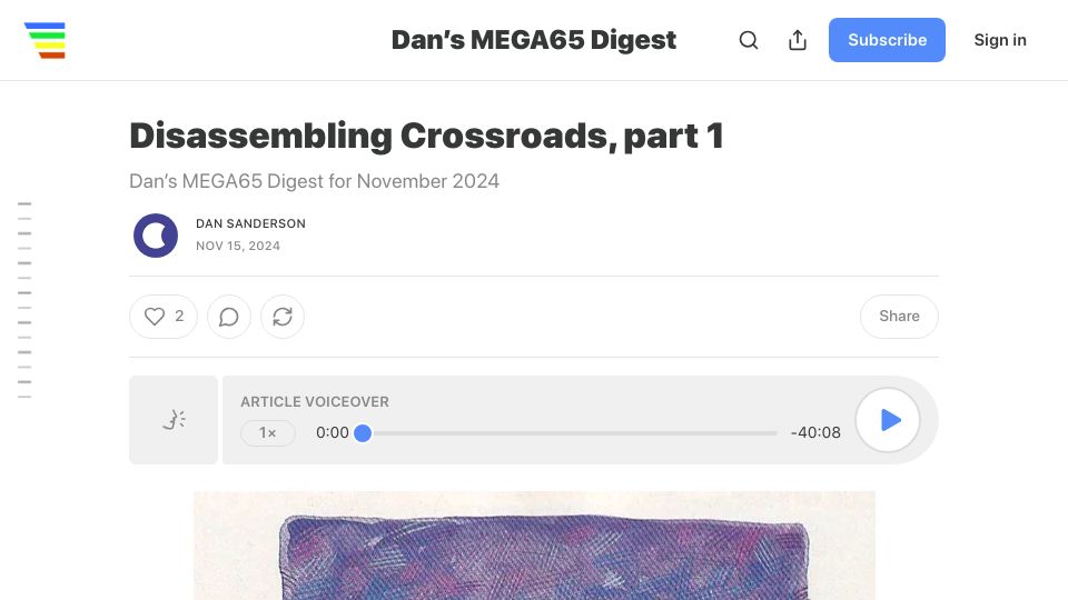 Screenshot of m65digest.substack.com: Disassembling Crossroads, Part 1