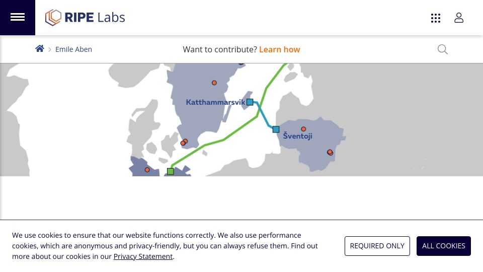 Screenshot of labs.ripe.net: Does the Internet Route Around Damage? – Baltic Sea Cable Cuts