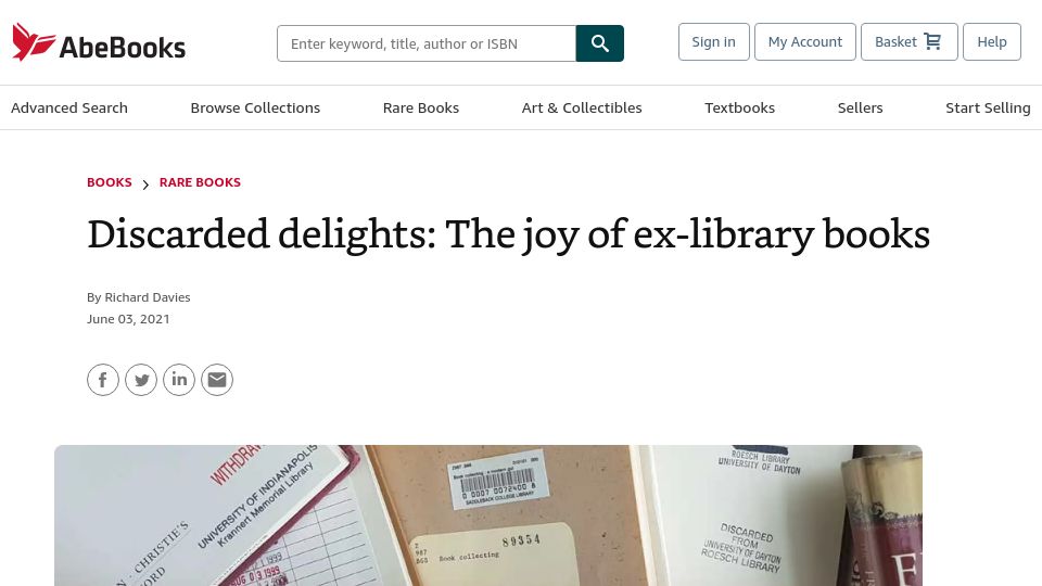 Screenshot of abebooks.com: Discarded delights: The joy of ex-library books (2021)