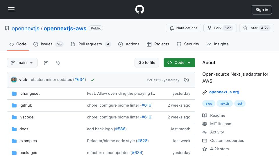 Screenshot of github.com: Show HN: Self-Host Next.js in Production