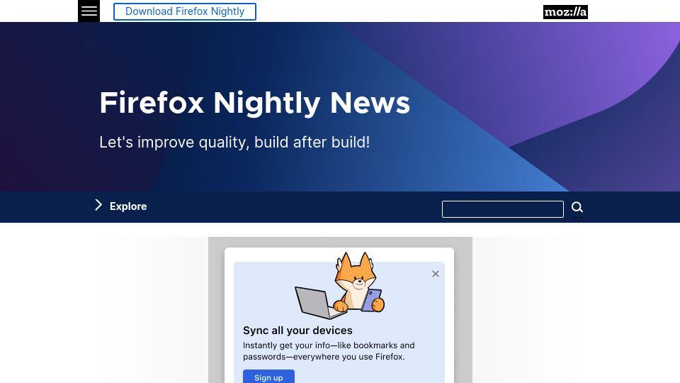 Screenshot of blog.nightly.mozilla.org: Firefox nightly is running an experiment featuring a Fakespot feed on newtab