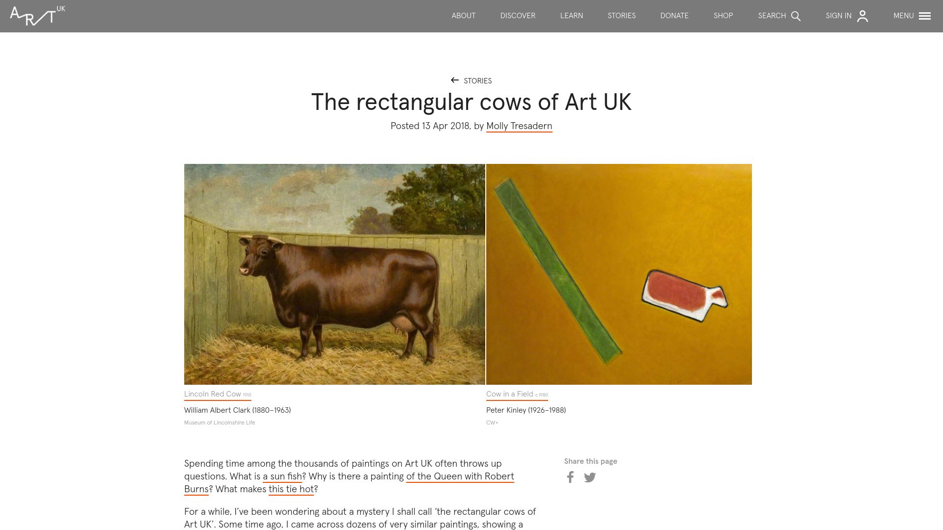 Screenshot of artuk.org: The rectangular cows of Art UK (2018)