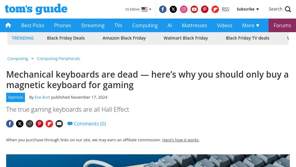 Screenshot of tomsguide.com: Only buy a magnetic keyboard for gaming