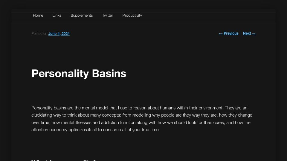Screenshot of near.blog: Personality Basins