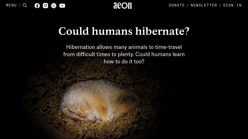 Screenshot of aeon.co: Could Humans Hibernate?