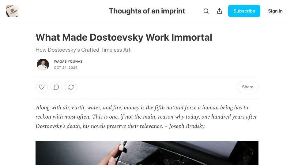 Screenshot of thoughts.wyounas.com: What made Dostoevsky's work immortal
