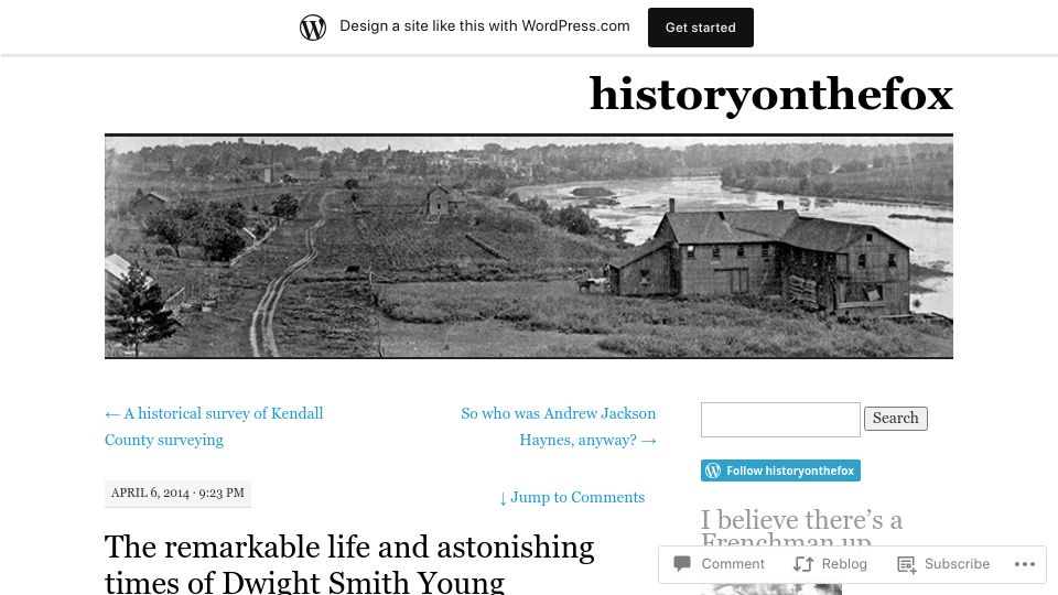 Screenshot of historyonthefox.wordpress.com: The remarkable life and astonishing times of Dwight Smith Young