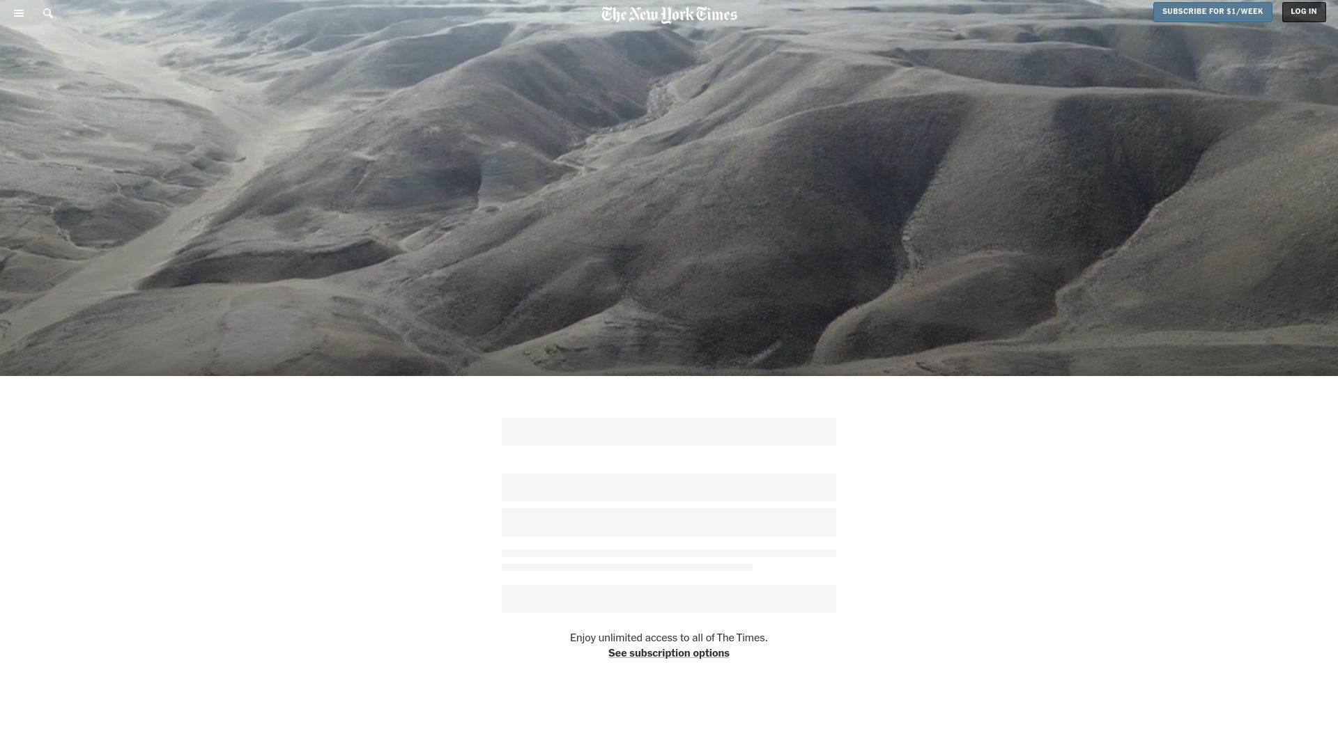 Screenshot of nytimes.com: Hundreds More Nazca Lines Emerge in Peru's Desert