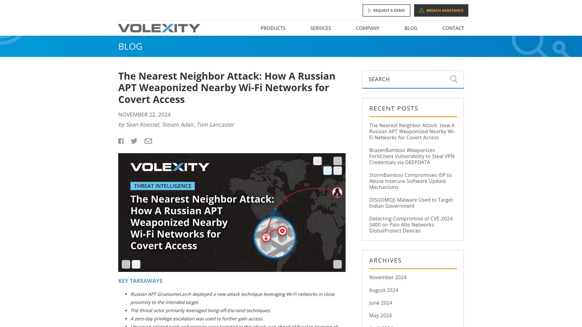 Screenshot of volexity.com: The Nearest Neighbor Attack