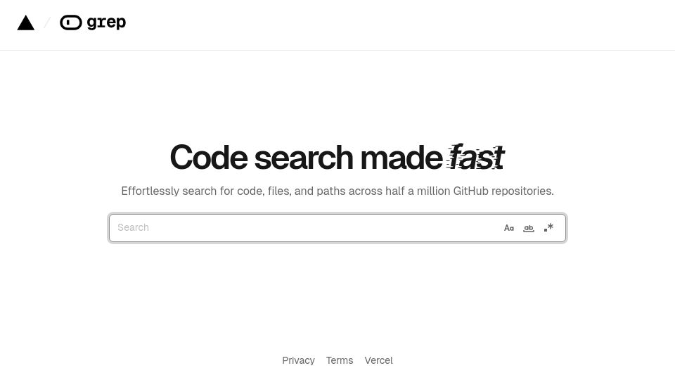 Screenshot of grep.app: Code Search – Grep by Vercel
