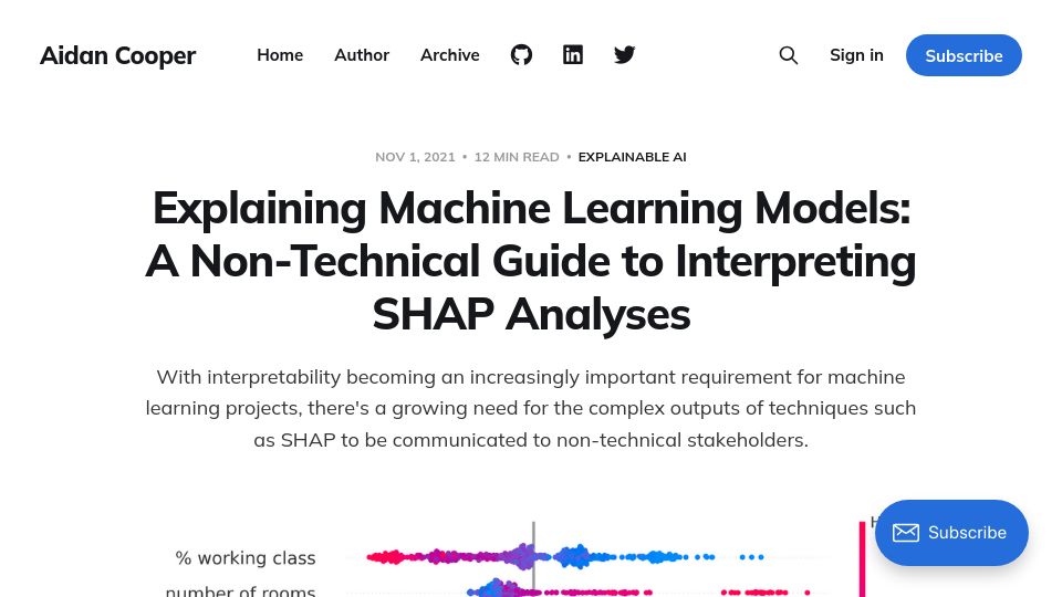 Screenshot of aidancooper.co.uk: A Non-Technical Guide to Interpreting SHAP Analyses