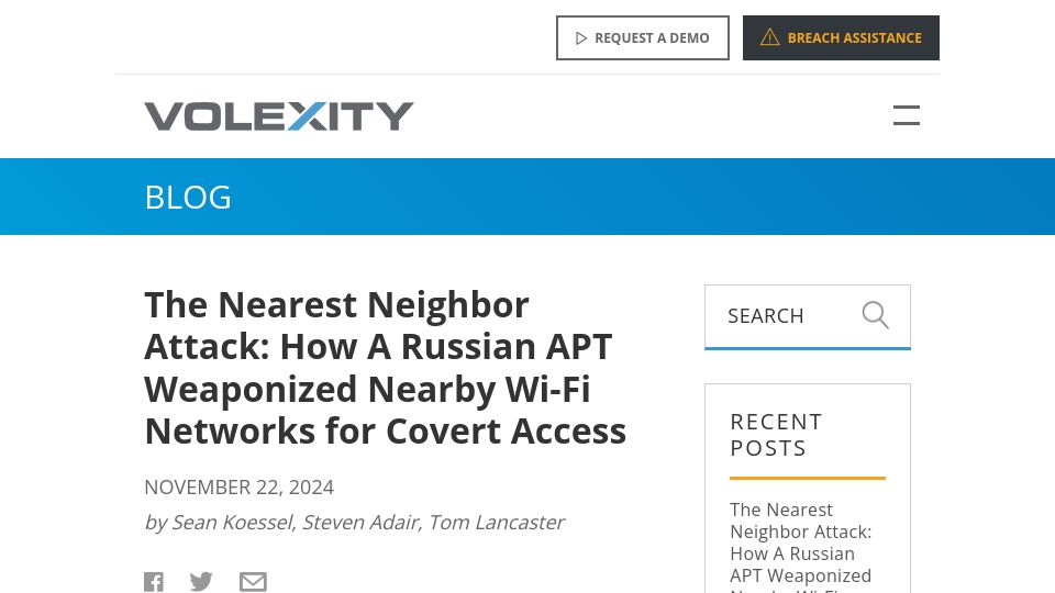 Screenshot of volexity.com: The Nearest Neighbor Attack