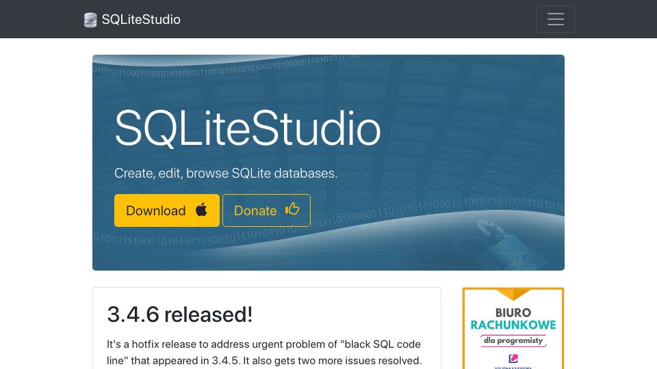 Screenshot of sqlitestudio.pl: SQLiteStudio: Create, edit, browse SQLite databases