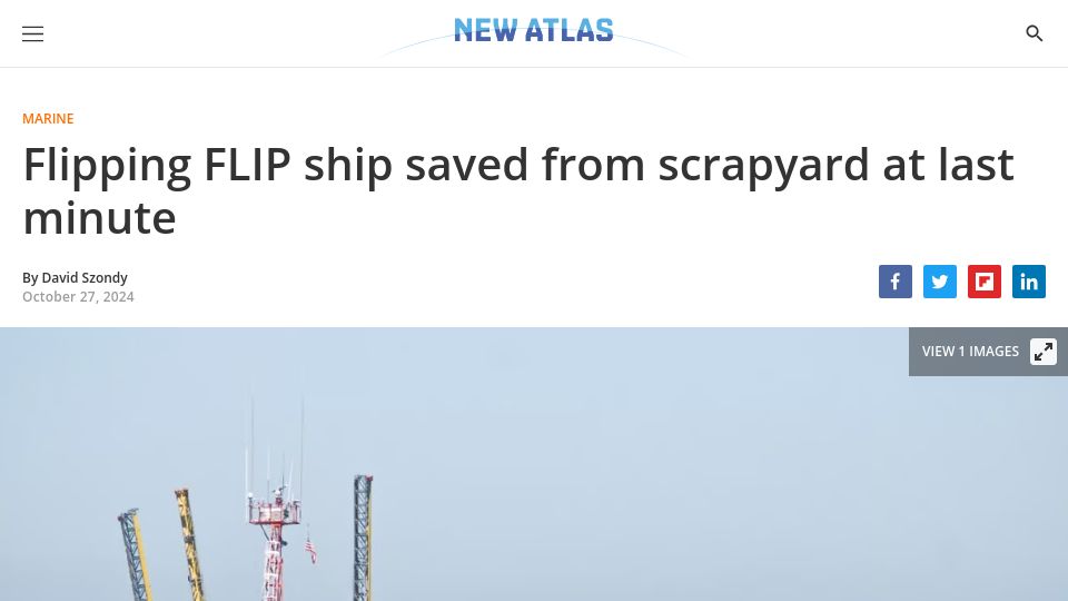 Screenshot of newatlas.com: Flipping FLIP ship saved from scrapyard at last minute