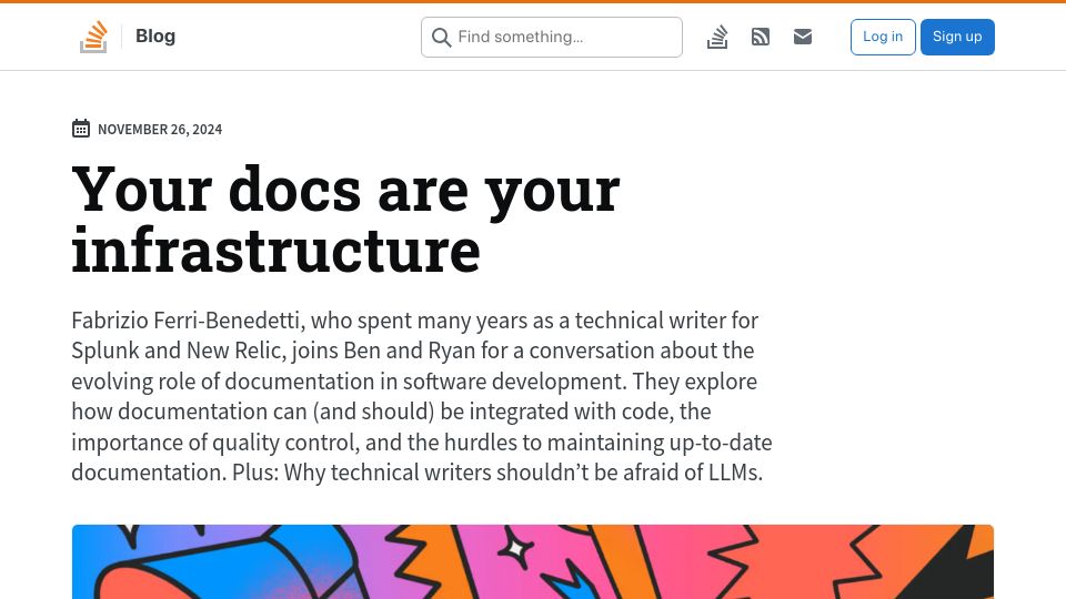 Screenshot of stackoverflow.blog: Your docs are your infrastructure