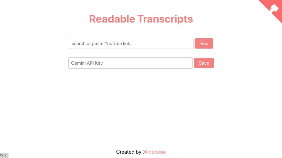 Screenshot of ldenoue.github.io: Show HN: Gemini LLM corrects ASR YouTube transcripts