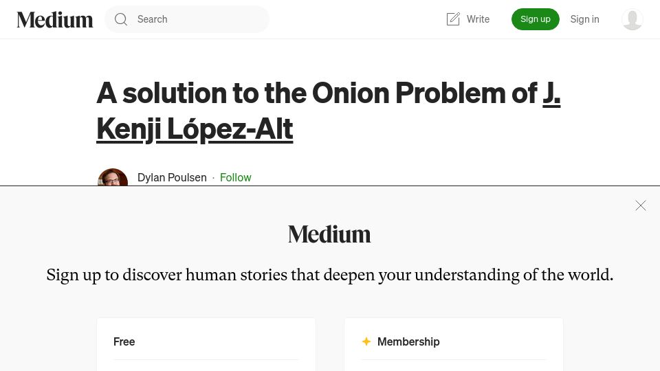 Screenshot of medium.com: A solution to The Onion problem of J. Kenji Lopez-Alt (2021)